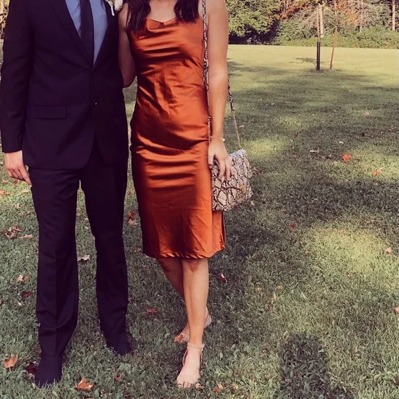 Dresses Satin Rustic Orange Dress For Sale Makes The Perfect